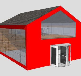 谷仓休闲居旋转门SU模型下载_sketchup草图大师SKP模型