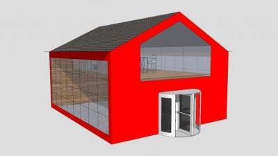谷仓休闲居旋转门SU模型下载_sketchup草图大师SKP模型