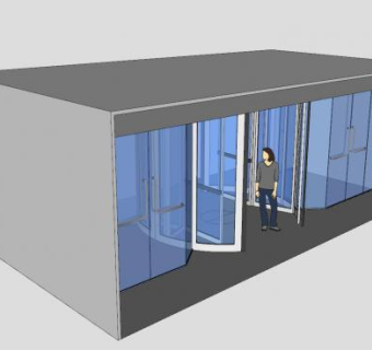 酒店旋转门入口SU模型下载_sketchup草图大师SKP模型