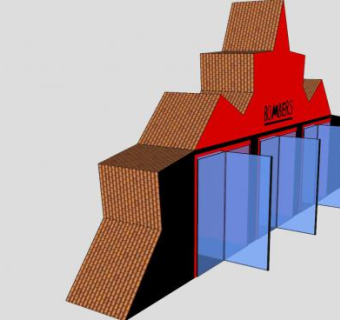 三扇旋转门入口SU模型下载_sketchup草图大师SKP模型