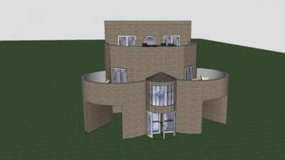 休闲别墅旋转门SU模型下载_sketchup草图大师SKP模型