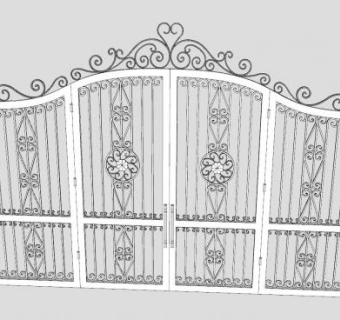 欧美铁艺镂空大门SU模型下载_sketchup草图大师SKP模型