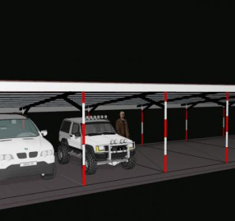 现代营运办公室停车场SU模型下载_sketchup草图大师SKP模型