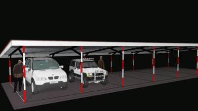 现代营运办公室停车场SU模型下载_sketchup草图大师SKP模型