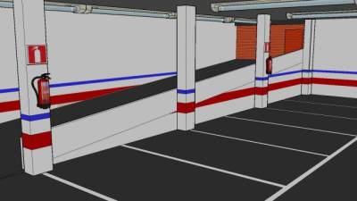 公共敞篷停车场所SU模型下载_sketchup草图大师SKP模型