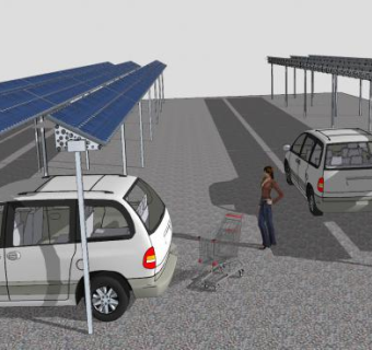 太阳能发电停车场SU模型下载_sketchup草图大师SKP模型
