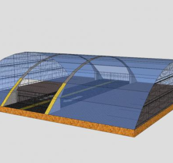 玻璃屋顶停车位SU模型下载_sketchup草图大师SKP模型