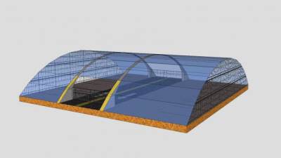 玻璃屋顶停车位SU模型下载_sketchup草图大师SKP模型