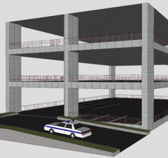 多层商用停车场SU模型下载_sketchup草图大师SKP模型