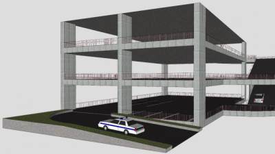 多层商用停车场SU模型下载_sketchup草图大师SKP模型