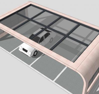 四个车库停车场SU模型下载_sketchup草图大师SKP模型