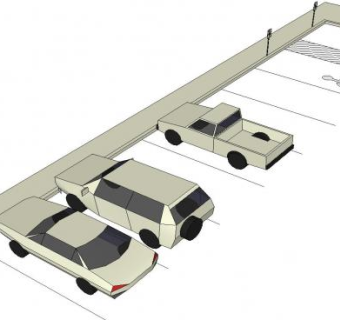 室外汽车停车场SU模型下载_sketchup草图大师SKP模型