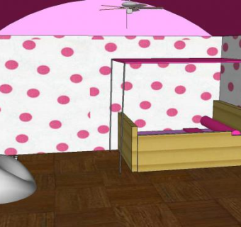 粉红色小卧室SU模型下载_sketchup草图大师SKP模型