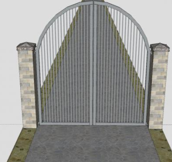 拱形铁珊栏式庭院门SU模型下载_sketchup草图大师SKP模型