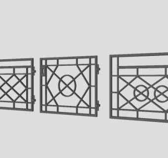 中式铁艺镂空门SU模型下载_sketchup草图大师SKP模型