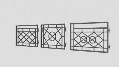 中式铁艺镂空门SU模型下载_sketchup草图大师SKP模型