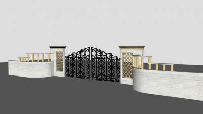 别墅铁艺庭院门SU模型下载_sketchup草图大师SKP模型