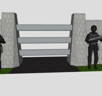 钢筋混泥土防护门SU模型下载_sketchup草图大师SKP模型
