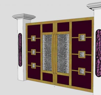 现代风格实心庭院门SU模型下载_sketchup草图大师SKP模型