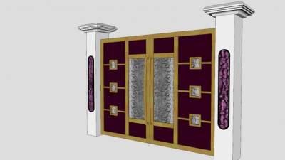 现代风格实心庭院门SU模型下载_sketchup草图大师SKP模型