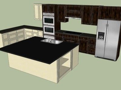 岛型家居封闭厨房SU模型下载_sketchup草图大师SKP模型