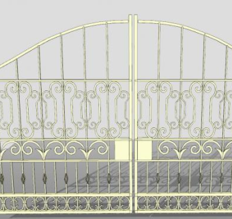 欧式美式锻打铁艺门SU模型下载_sketchup草图大师SKP模型
