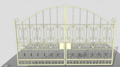 欧式美式锻打铁艺门SU模型下载_sketchup草图大师SKP模型