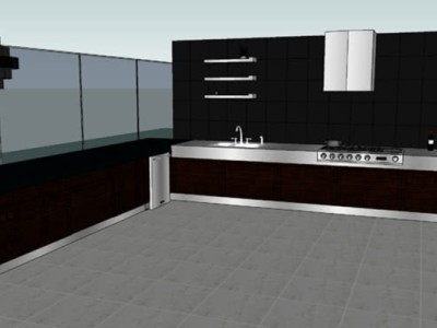 大型家居开放厨房SU模型下载_sketchup草图大师SKP模型