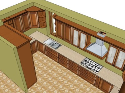 现代家居封闭转角厨房SU模型下载_sketchup草图大师SKP模型