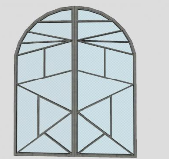 庭院门拱形玻璃钢门SU模型下载_sketchup草图大师SKP模型