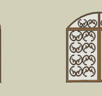 拱形双开艺术门SU模型下载_sketchup草图大师SKP模型