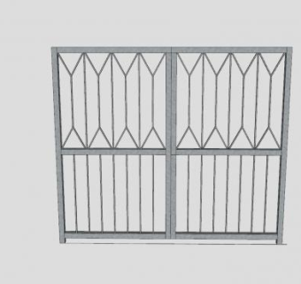 方形镂空铁制门SU模型下载_sketchup草图大师SKP模型