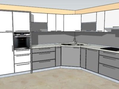 现代家居转角厨房SU模型下载_sketchup草图大师SKP模型
