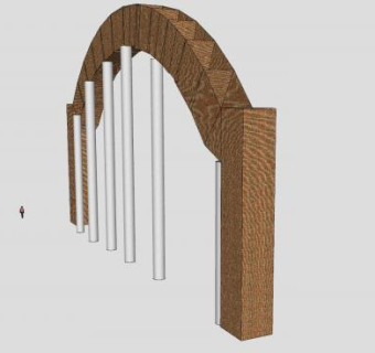 红砖拱顶圆柱门SU模型下载_sketchup草图大师SKP模型