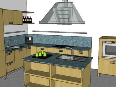 现代L型家居厨房SU模型下载_sketchup草图大师SKP模型