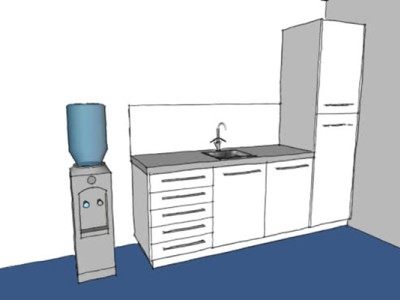 现代白色家居开放厨房SU模型下载_sketchup草图大师SKP模型