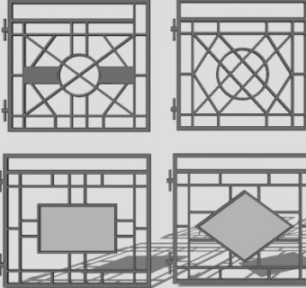 4扇铁制大门的SU模型下载_sketchup草图大师SKP模型