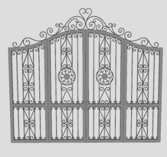 巴洛克风格铁艺门SU模型下载_sketchup草图大师SKP模型