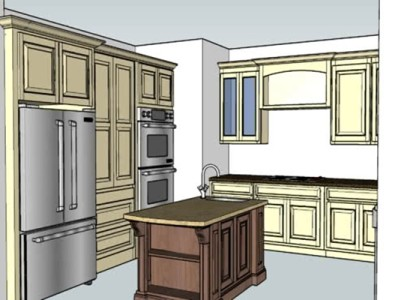简欧风格开放厨房SU模型下载_sketchup草图大师SKP模型