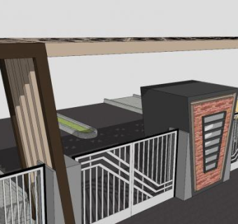 车道过道室外铁门SU模型下载_sketchup草图大师SKP模型