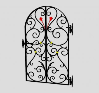欧式拱形铁艺门SU模型下载_sketchup草图大师SKP模型