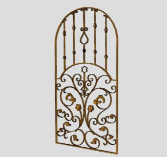 金色巴洛克铁艺大门SU模型下载_sketchup草图大师SKP模型