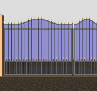 波浪形金属珊栏门SU模型下载_sketchup草图大师SKP模型