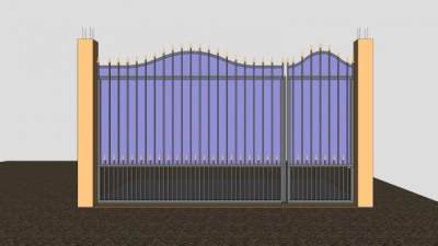 波浪形金属珊栏门SU模型下载_sketchup草图大师SKP模型