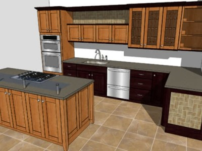 现代岛型家居封闭厨房SU模型下载_sketchup草图大师SKP模型