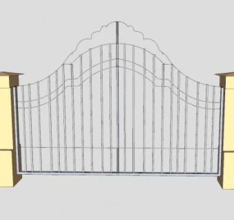 住宅庭院金属珊栏大门SU模型下载_sketchup草图大师SKP模型