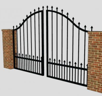 箭形珊栏铁艺门SU模型下载_sketchup草图大师SKP模型