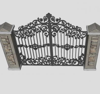 巴洛克铁艺门SU模型下载_sketchup草图大师SKP模型