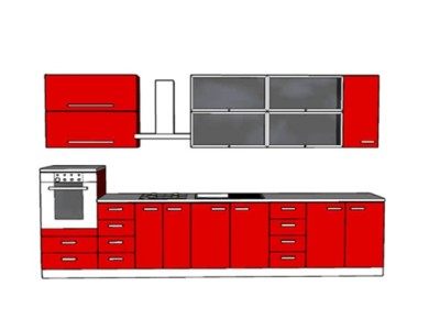 红色家居开放厨房SU模型下载_sketchup草图大师SKP模型