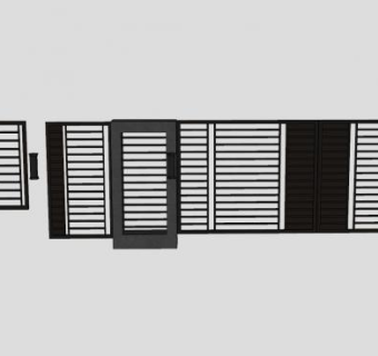 现代围栏滑动门SU模型下载_sketchup草图大师SKP模型